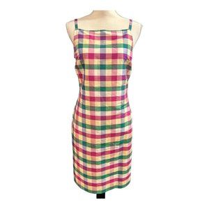 Ralph Lauren Womens 6 Vintage 90s Plaid Silk Dress  Mini Sundress Spring…